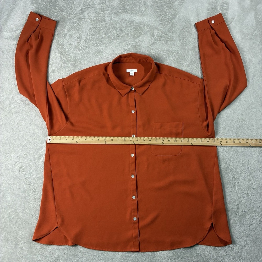 J Jill Long Sleeve Button Up Blouse Burnt Orange Women's 2X Career Basic Classic - Picture 8 of 12